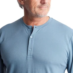 Men'S Newlyn Henley Long Sleeve Top Cliff Blue