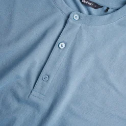 Men'S Newlyn Henley Long Sleeve Top Cliff Blue