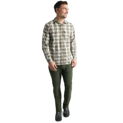 Men'S Pennine Long Sleeve Shirt Ecru/Dark Olive Check