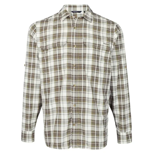 Men'S Pennine Long Sleeve Shirt Ecru/Dark Olive Check