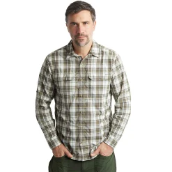 Men'S Pennine Long Sleeve Shirt Ecru/Dark Olive Check