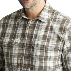 Men'S Pennine Long Sleeve Shirt Ecru/Dark Olive Check