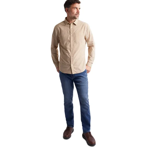 Men'S Portland Long Sleeve Shirt Desert Ochre Gingham
