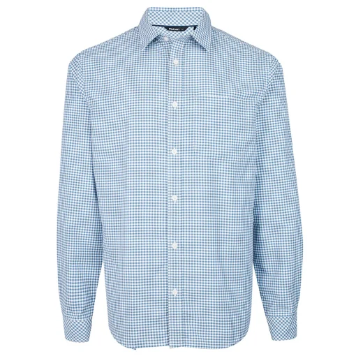 Men'S Portland Long Sleeve Shirt Shadow Blue Gingham