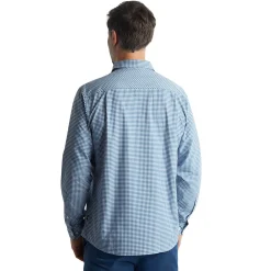 Men'S Portland Long Sleeve Shirt Shadow Blue Gingham