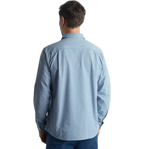 Men'S Portland Long Sleeve Shirt Shadow Blue Gingham