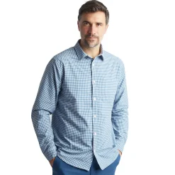 Men'S Portland Long Sleeve Shirt Shadow Blue Gingham