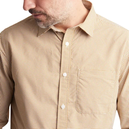 Men'S Portland Long Sleeve Shirt Desert Ochre Gingham