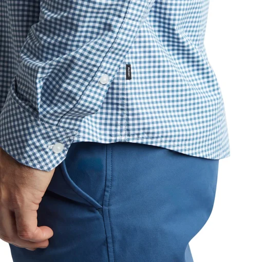 Men'S Portland Long Sleeve Shirt Shadow Blue Gingham