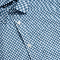 Men'S Portland Long Sleeve Shirt Shadow Blue Gingham