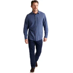 Men'S Porto Linen Long Sleeve Shirt Ocean Blue