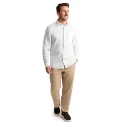 Men'S Porto Linen Long Sleeve Shirt White