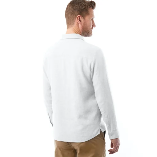 Men'S Porto Linen Long Sleeve Shirt White