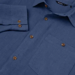 Men'S Porto Linen Long Sleeve Shirt Ocean Blue