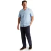 Men'S Porto Linen Short Sleeve Shirt Chambray Blue Stripe