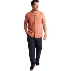 Men'S Porto Linen Short Sleeve Shirt Canyon Orange