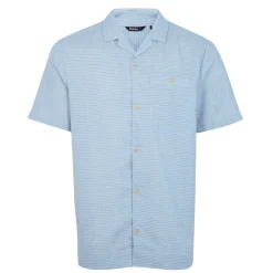 Men'S Porto Linen Short Sleeve Shirt Chambray Blue Stripe