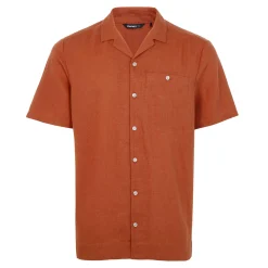 Men'S Porto Linen Short Sleeve Shirt Canyon Orange