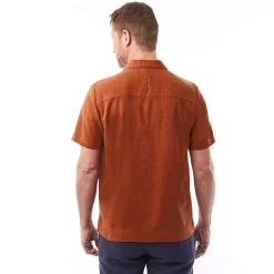 Men'S Porto Linen Short Sleeve Shirt Canyon Orange
