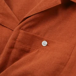 Men'S Porto Linen Short Sleeve Shirt Canyon Orange