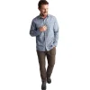 Men'S Portreath Long Sleeve Shirt Shadow Blue Check