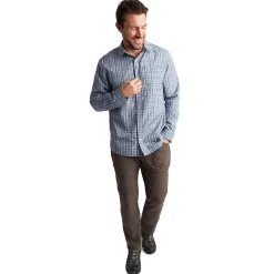 Men'S Portreath Long Sleeve Shirt Shadow Blue Check
