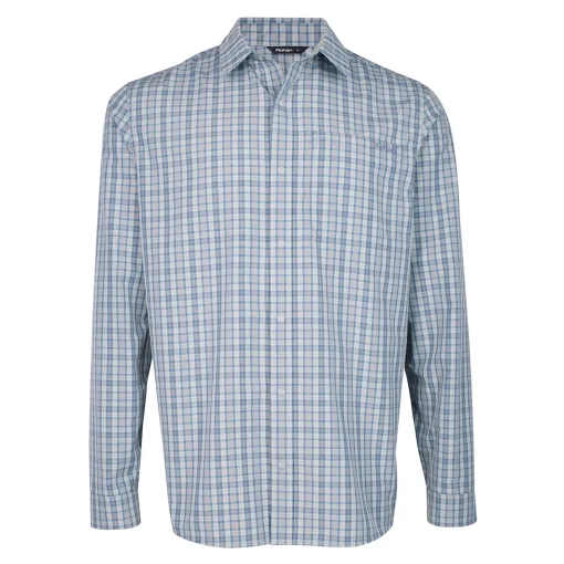 Men'S Portreath Long Sleeve Shirt Shadow Blue Check