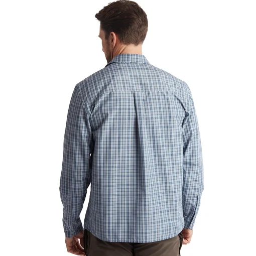 Men'S Portreath Long Sleeve Shirt Shadow Blue Check