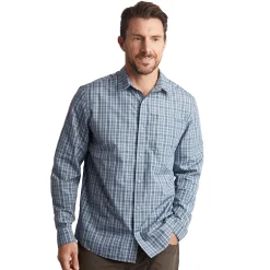 Men'S Portreath Long Sleeve Shirt Shadow Blue Check