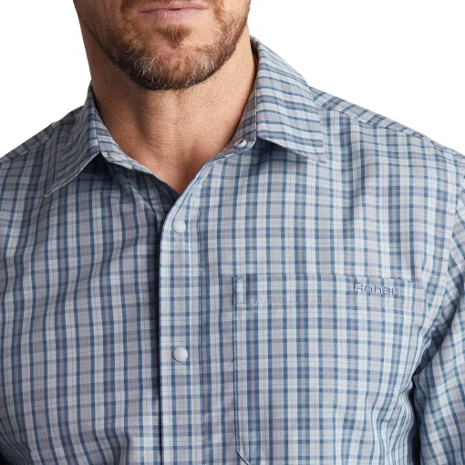 Men'S Portreath Long Sleeve Shirt Shadow Blue Check