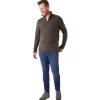 Men'S Radiant Merino Zip Neck Top Dark Olive Brown