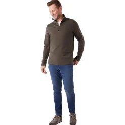 Men'S Radiant Merino Zip Neck Top Dark Olive Brown