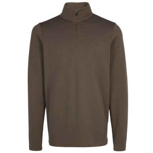 Men'S Radiant Merino Zip Neck Top Dark Olive Brown
