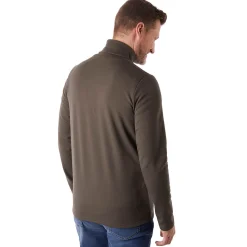 Men'S Radiant Merino Zip Neck Top Dark Olive Brown