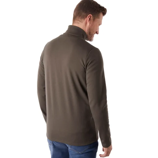 Men'S Radiant Merino Zip Neck Top Dark Olive Brown