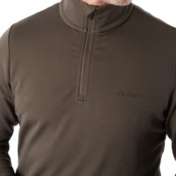 Men'S Radiant Merino Zip Neck Top Dark Olive Brown
