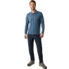 Men'S Shoreline Long Sleeve Polo Shadow Blue/Navy Stripe