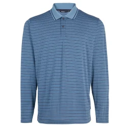 Men'S Shoreline Long Sleeve Polo Shadow Blue/Navy Stripe