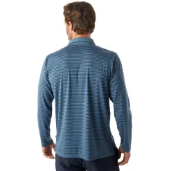 Men'S Shoreline Long Sleeve Polo Shadow Blue/Navy Stripe