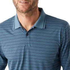 Men'S Shoreline Long Sleeve Polo Shadow Blue/Navy Stripe