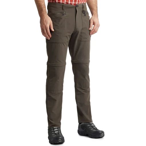 Men'S Stretch Bags Convertible Trousers Dark Olive Brown