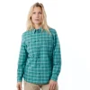 Women'S Bay Long Sleeve Shirt Glacier Green Check