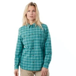 Women'S Bay Long Sleeve Shirt Glacier Green Check