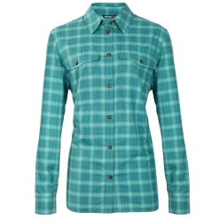 Women'S Bay Long Sleeve Shirt Glacier Green Check