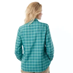 Women'S Bay Long Sleeve Shirt Glacier Green Check