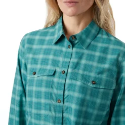 Women'S Bay Long Sleeve Shirt Glacier Green Check