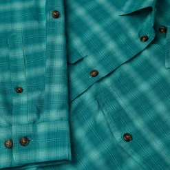 Women'S Bay Long Sleeve Shirt Glacier Green Check