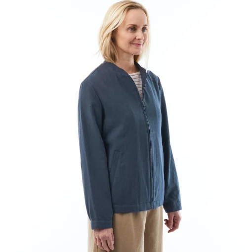 Women'S Brisa Linen Jacket Ocean Blue