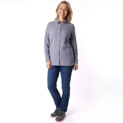 Women'S Brisa Linen Long Sleeve Shirt Ocean Blue