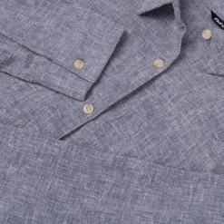 Women'S Brisa Linen Long Sleeve Shirt Ocean Blue